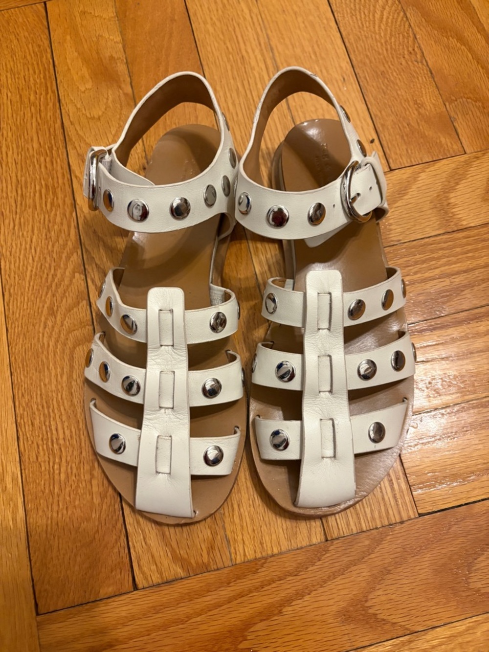 rag & bone White Studded Leather Fisherman Sandals